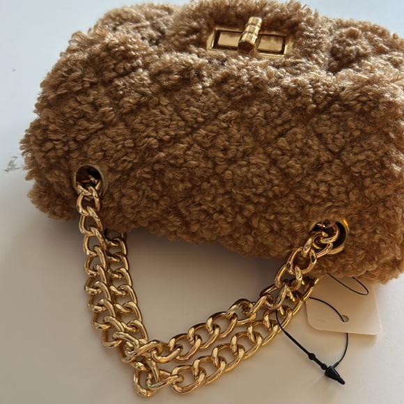 Hello 3 am Tan Fuzzy Crossbody Bag - Picture 6 of 16
